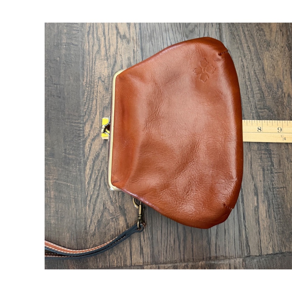 Patricia Nash Cassini Wristlet Women Small Brown Leather Kiss Lock Clutch Bag - Picture 12 of 13